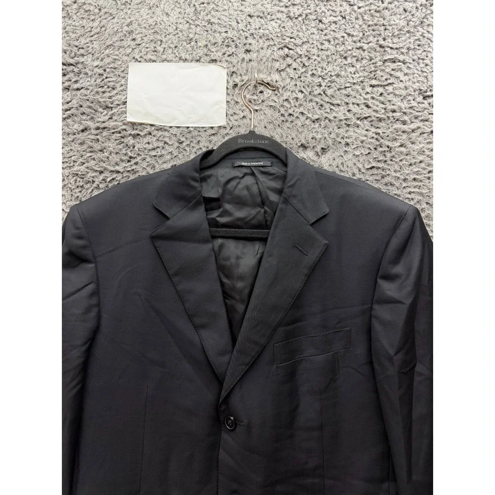 Ermenegildo Zegna Single-Breast Tailored Suit Blazer Jacket Black Mens Size 52R